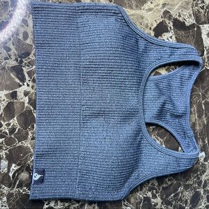 RIB SEAMLESS SPORTS BRA - CHARCOAL MARL